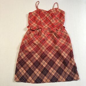 Xhilaration Red Pink Ombre Plaid Tank Sleeveless Mini Dress Sz S A2537